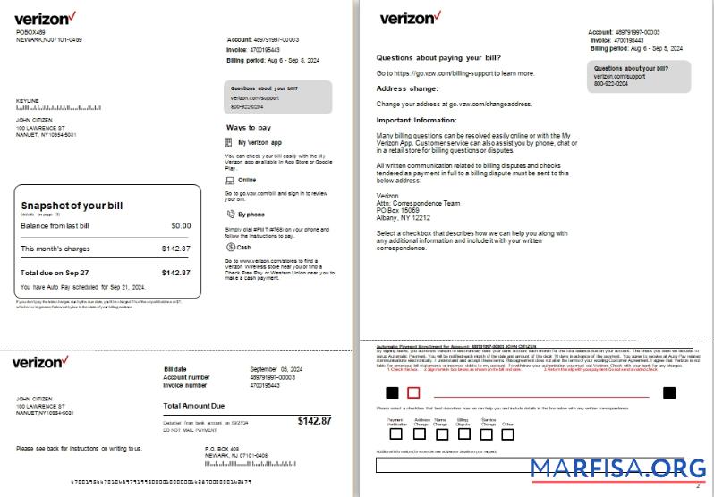 Printable USA New Jersey Verizon utility 1 2 scr template